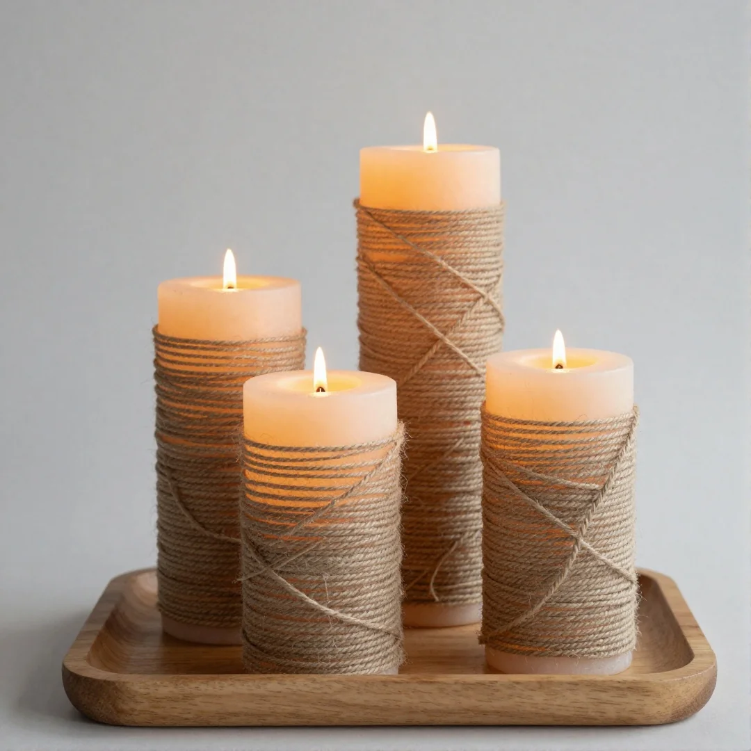Twine Wrapped Candles - fall craft ideas