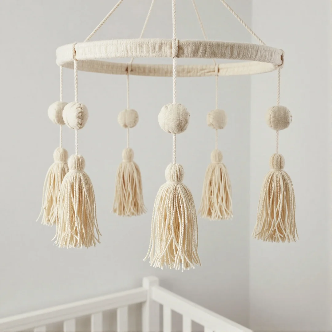Fabric Scrap Tassels - how to make baby mobile at home