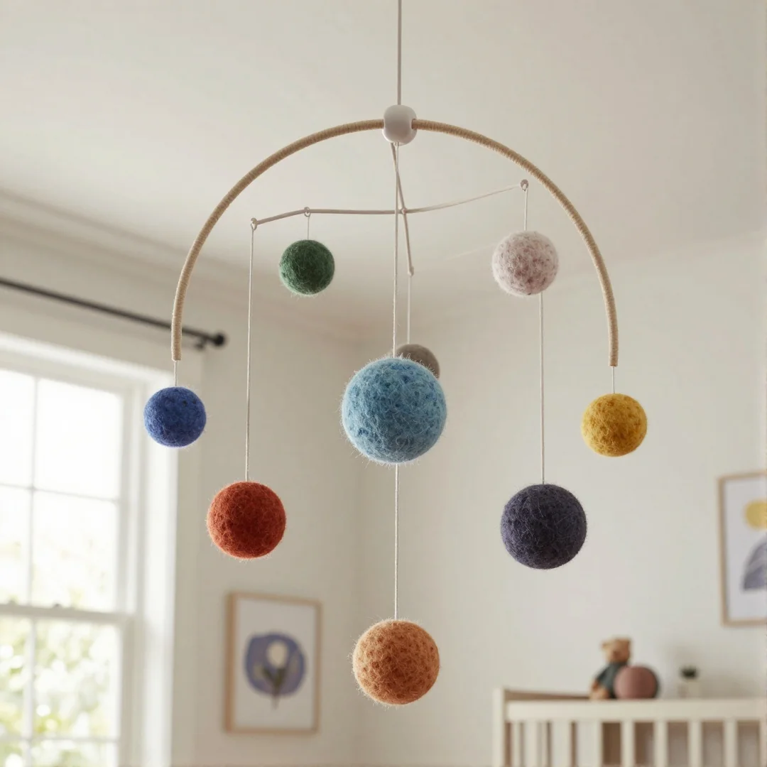 Felt Ball Mobile - how to make baby mobile at home
