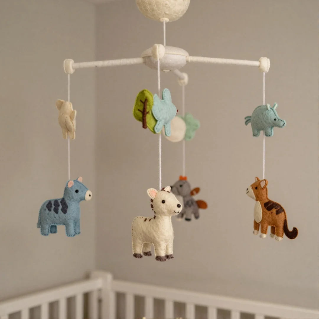 Felt Fabric Animals - how to make baby mobile at home