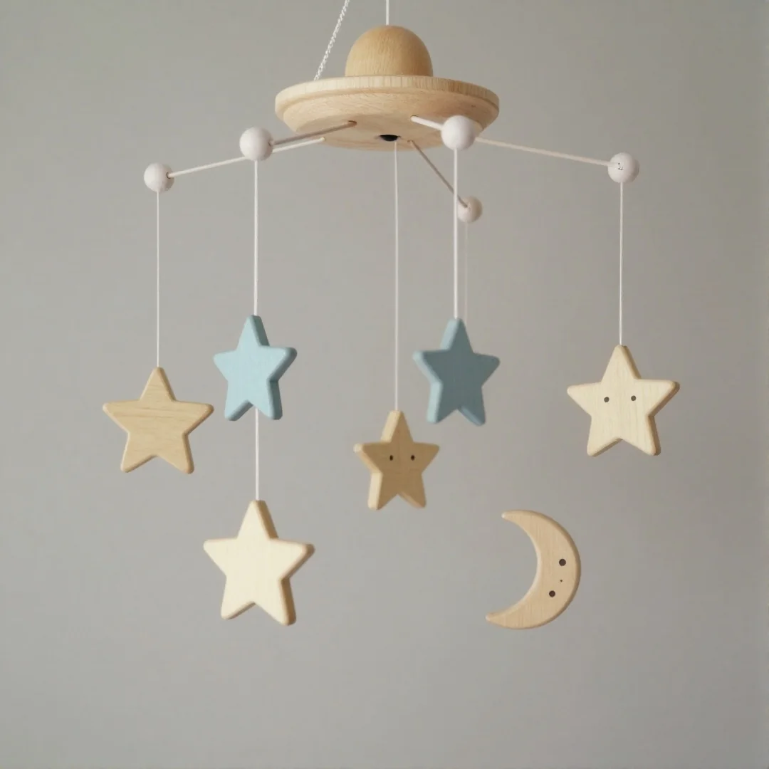 Painted Wooden Shapes - how to make baby mobile at home