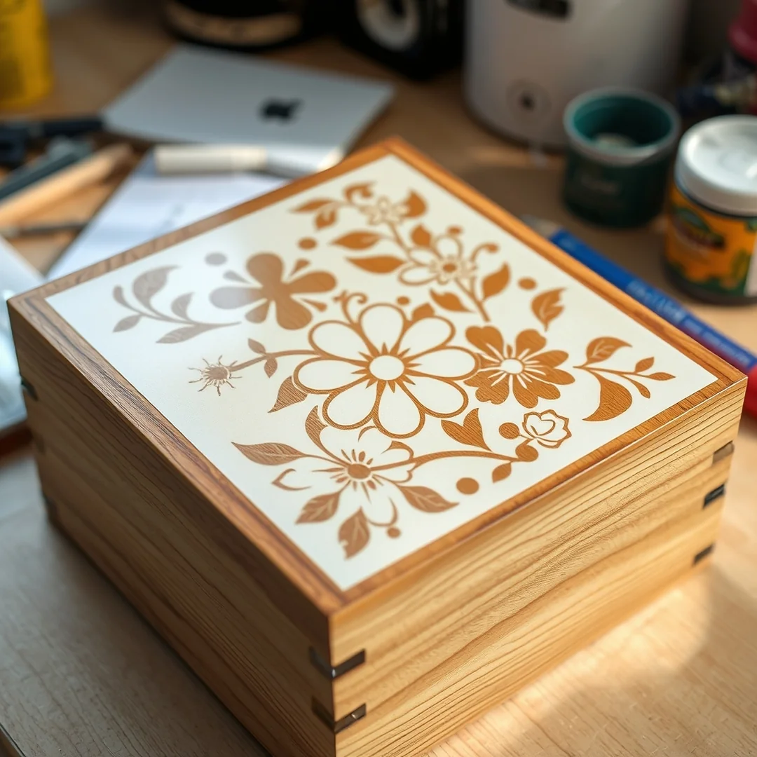 Floral Stencil Art - memory box ideas diy paint