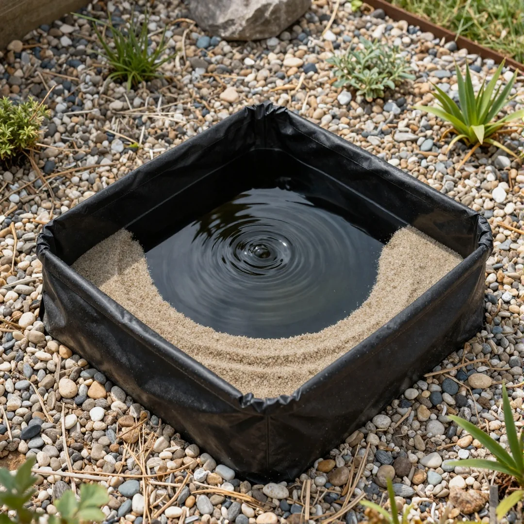 Gravel Pond Scene - outdoor fairy garden diy