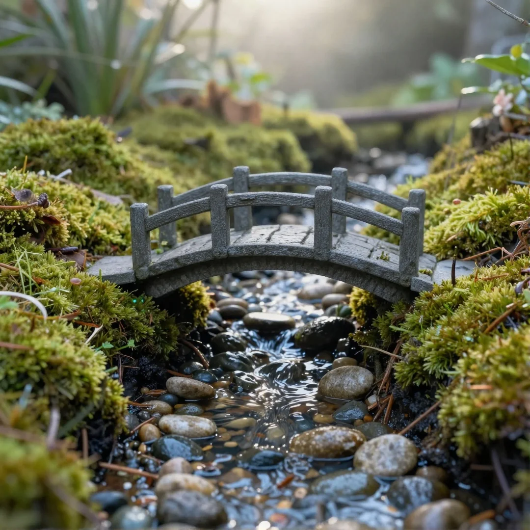 Miniature Bridge Feature - outdoor fairy garden diy