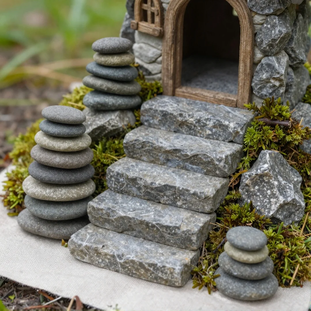 Miniature Rock Steps - outdoor fairy garden diy