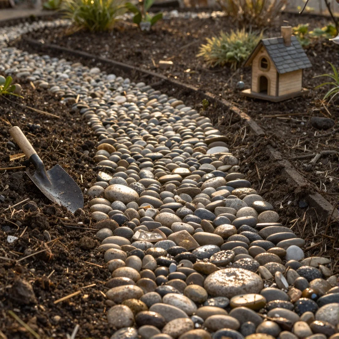 Simple Pebble Path - outdoor fairy garden diy