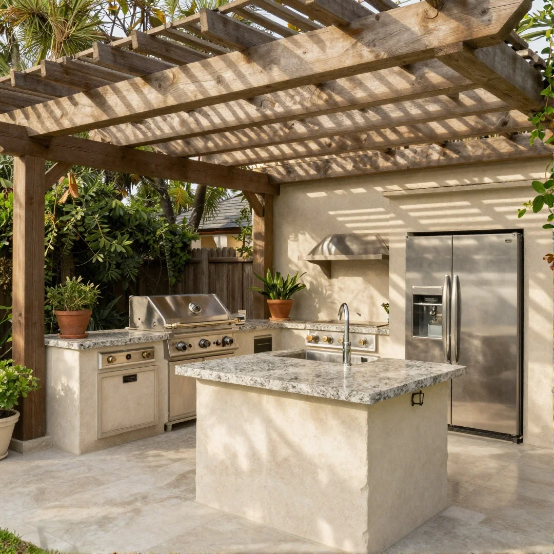 Pergola covered kitchen - outdoor kitchen 23 ideas transform your space into an alfresco paradise