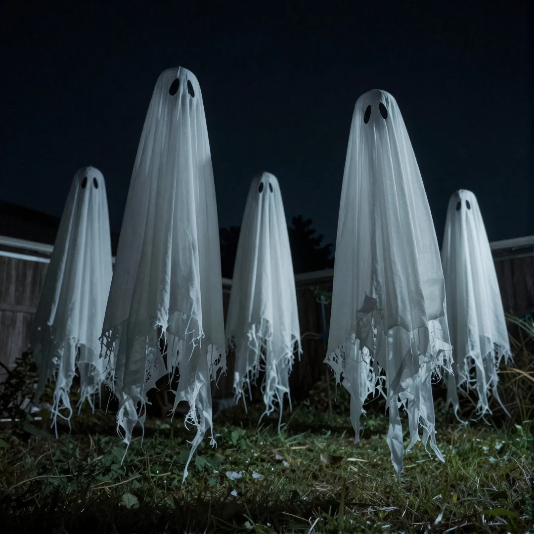 Creepy cheesecloth ghosts - spooky halloween outside decor 21 ideas to transform your yard