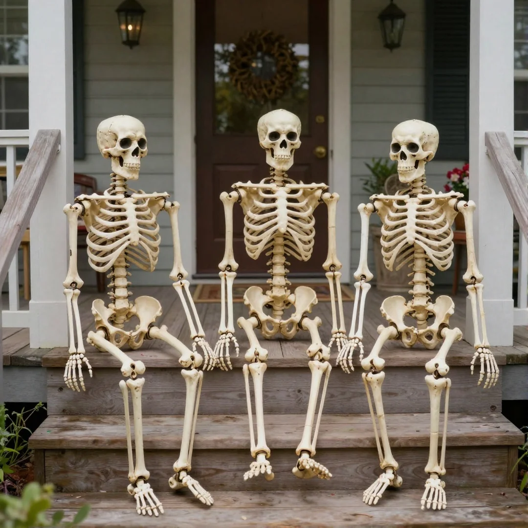 Posable life-size skeletons - spooky halloween outside decor 21 ideas to transform your yard