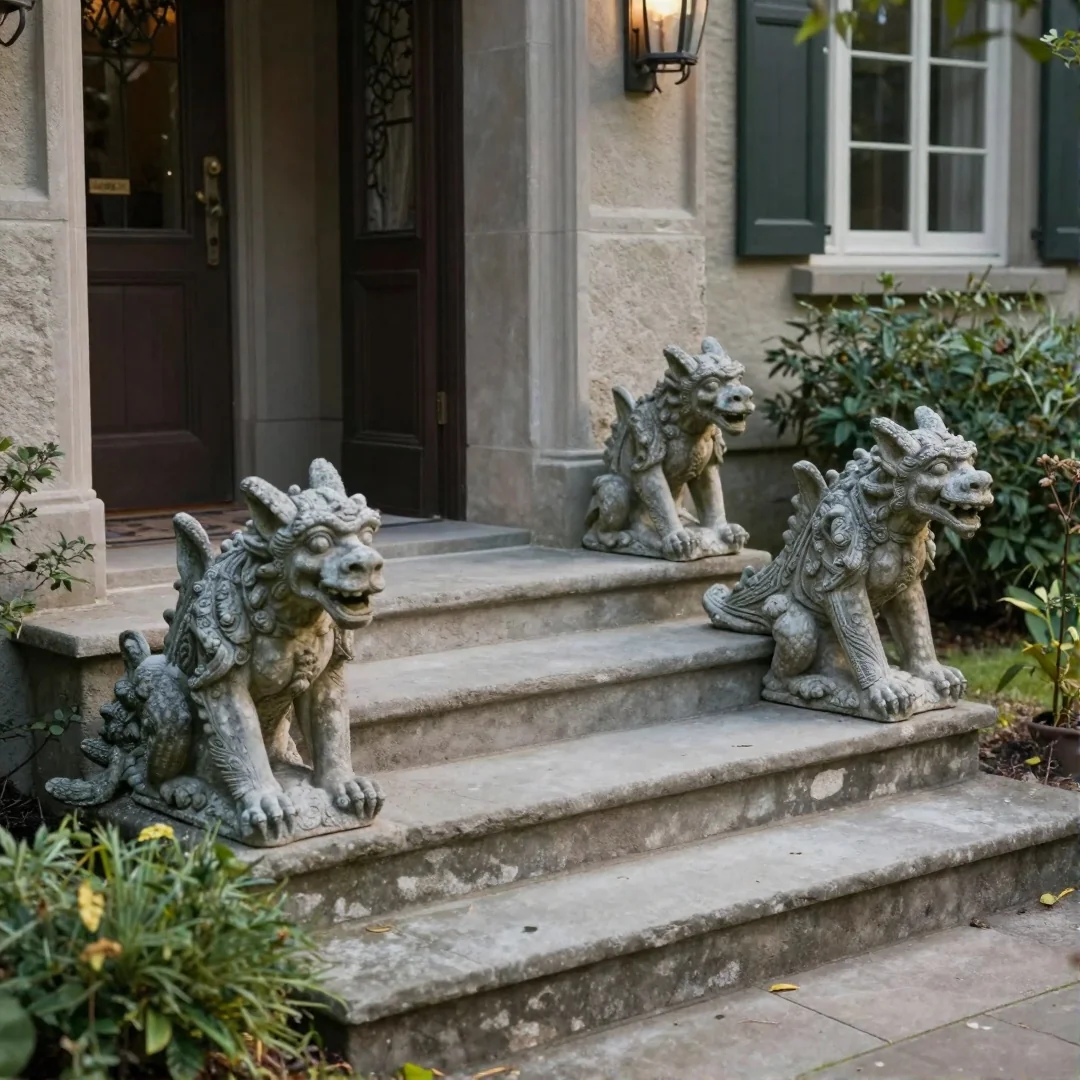 Stone effect gargoyles - spooky halloween outside decor 21 ideas to transform your yard