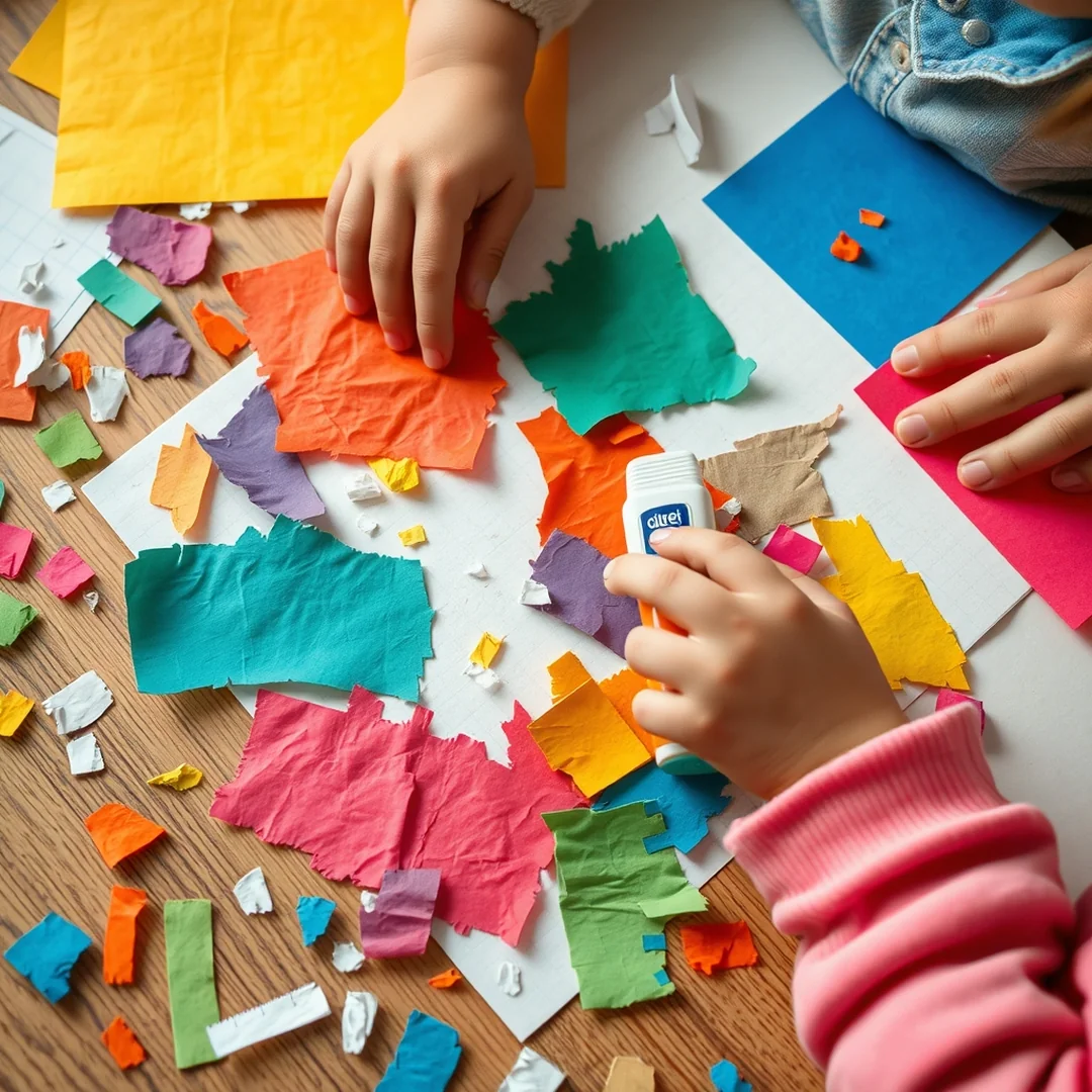 Construction Paper Collage - toddler learning activities