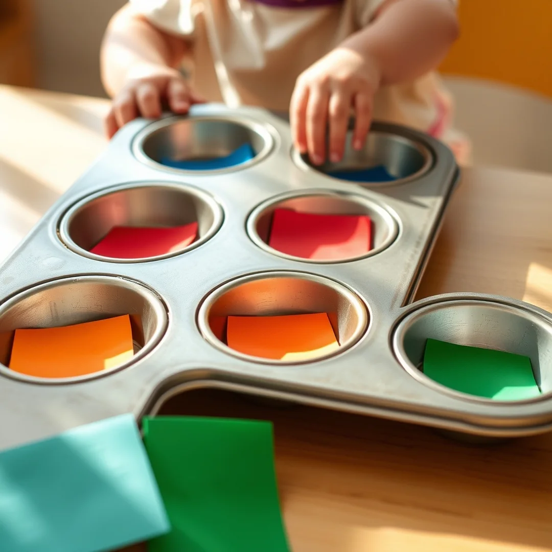 Muffin Tin Sorting - toddler learning activities