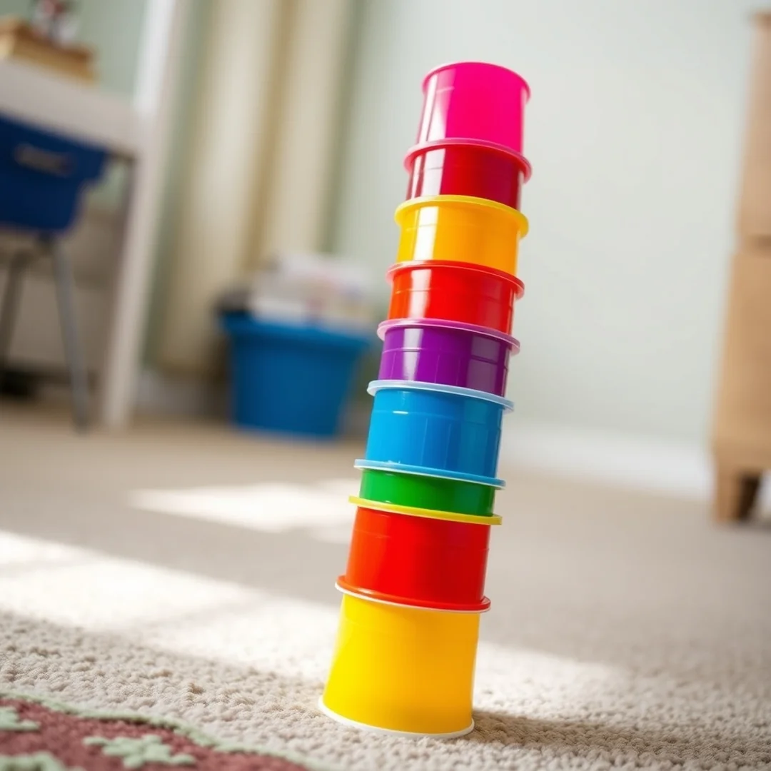 Stacking Cup Towers - toddler learning activities