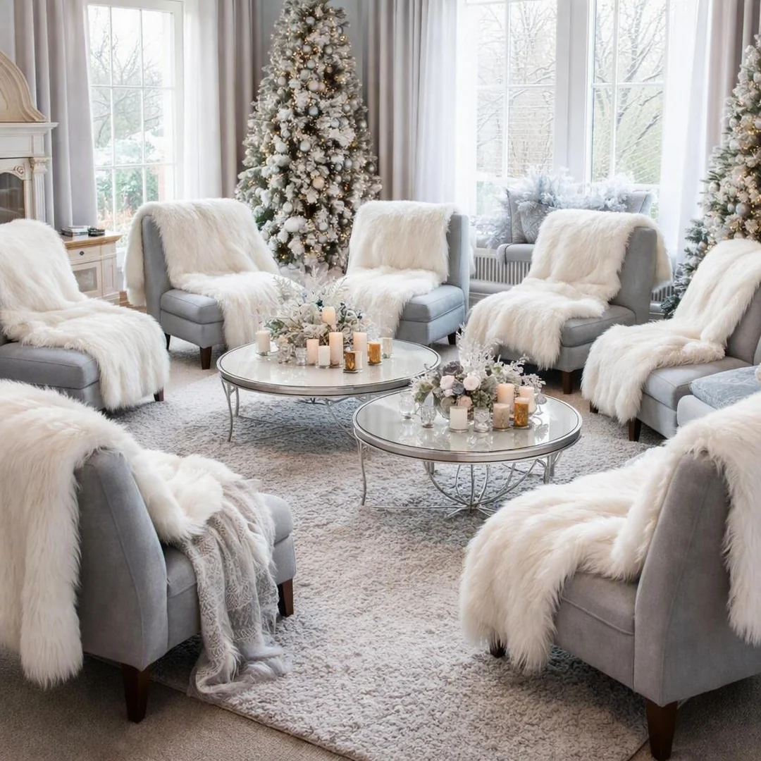 Faux Fur Seating - winter wonderland baby shower