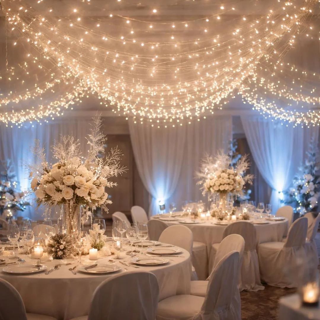 String Light Canopy - winter wonderland baby shower